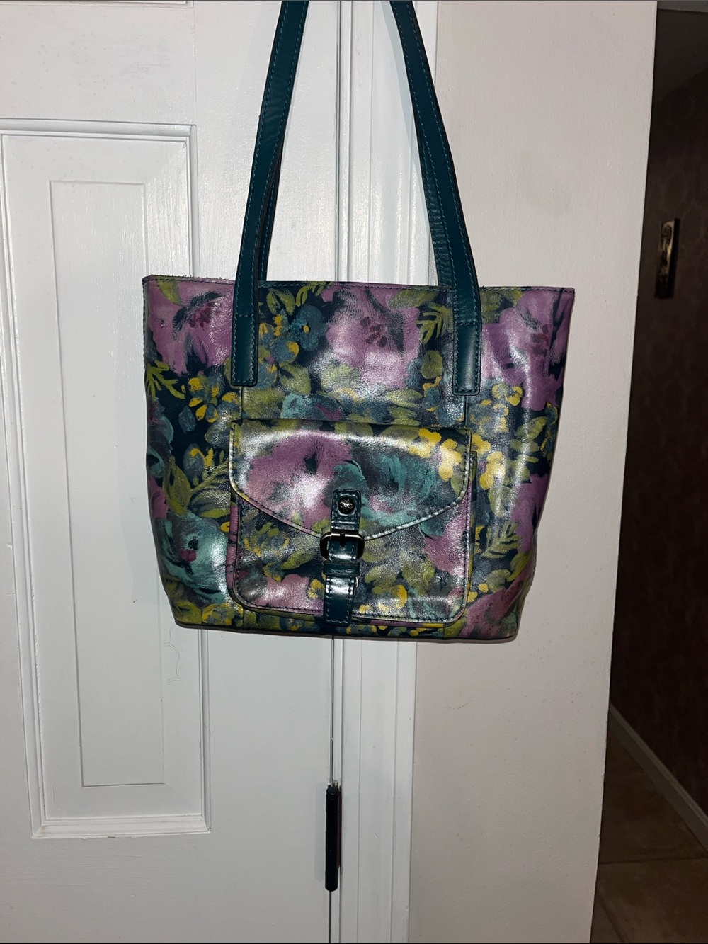 Patricia Nash Floral Tote in Teal, Purple & Yellow